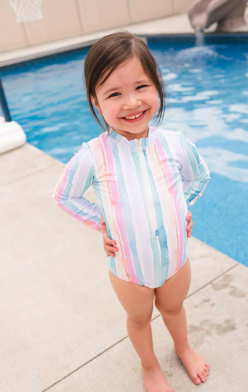 Lyanna Swim in Watercolor Stripe Ollie Jay