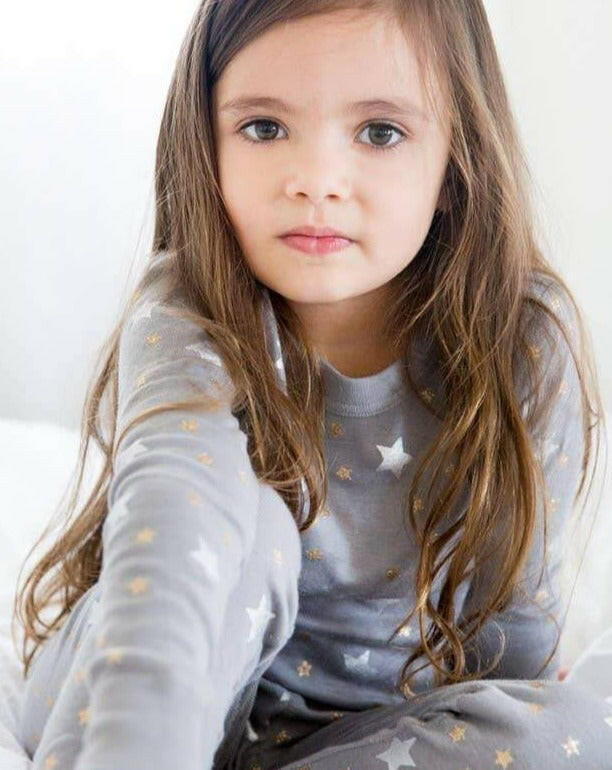 Organic Long Sleeve Pajamas - Stars Gray Pajamas Skylar Luna