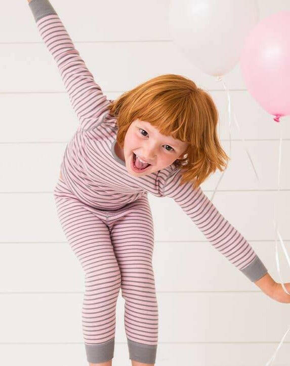Organic Long Sleeve Pajamas Pink/Gray Pajamas Skylar Luna