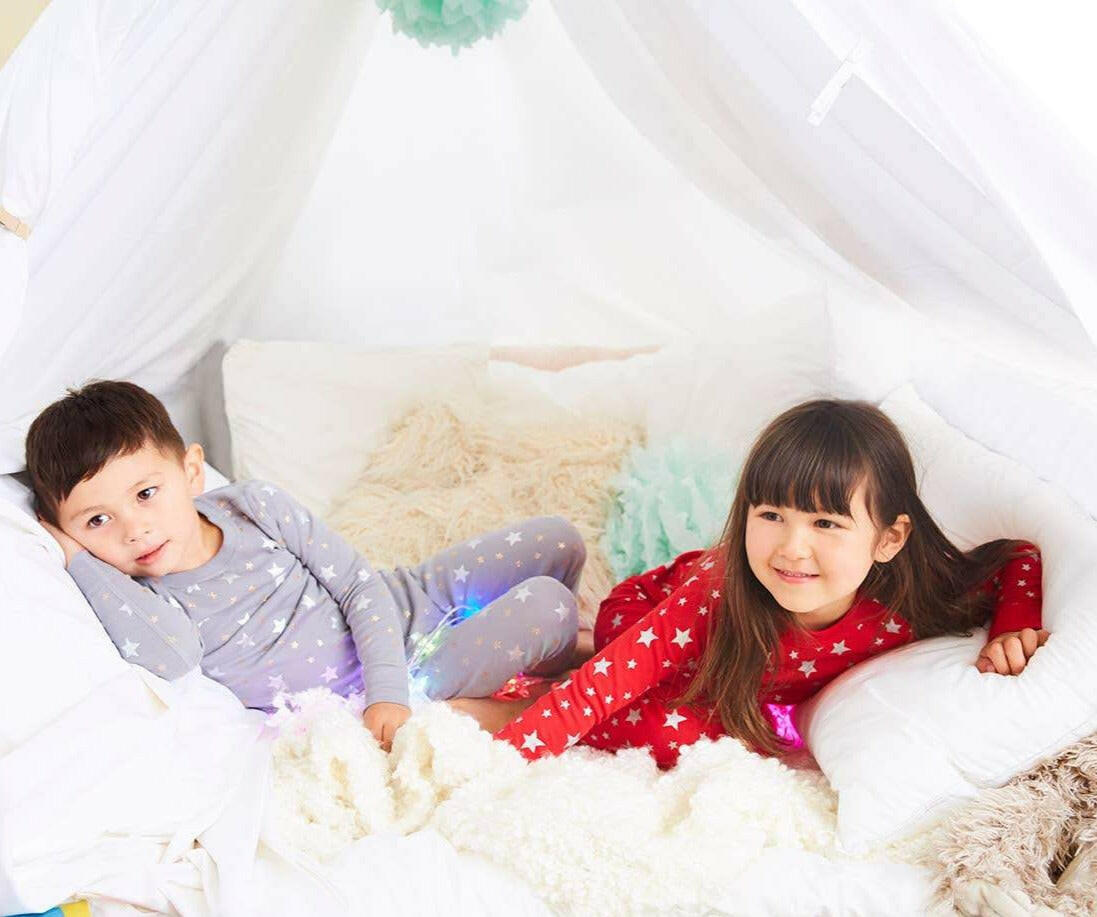 Organic Long Sleeve Pajamas - Stars Red/Silver Pajamas Skylar Luna