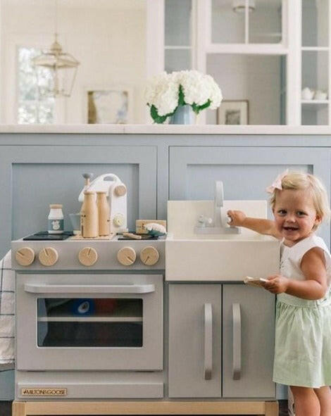 Wooden Toddler Play Kitchen - Gray Kids Toys Milton & Goose