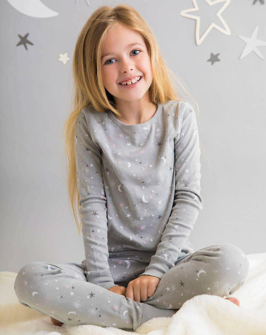 Organic Long Sleeve Pajamas - Stardust Stars Pajamas Skylar Luna