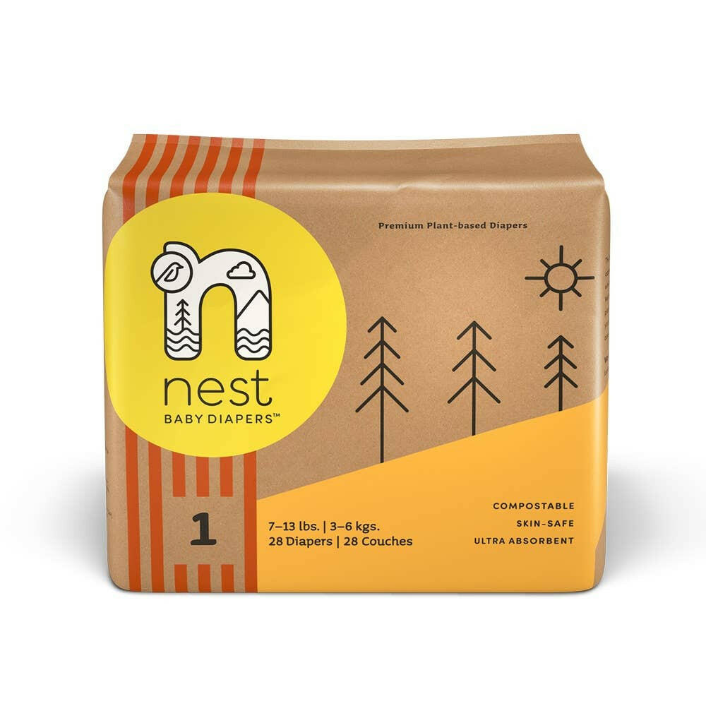 Sustainable Plant Based Baby Diapers - Size 1 Baby Essentials Nest Diapers