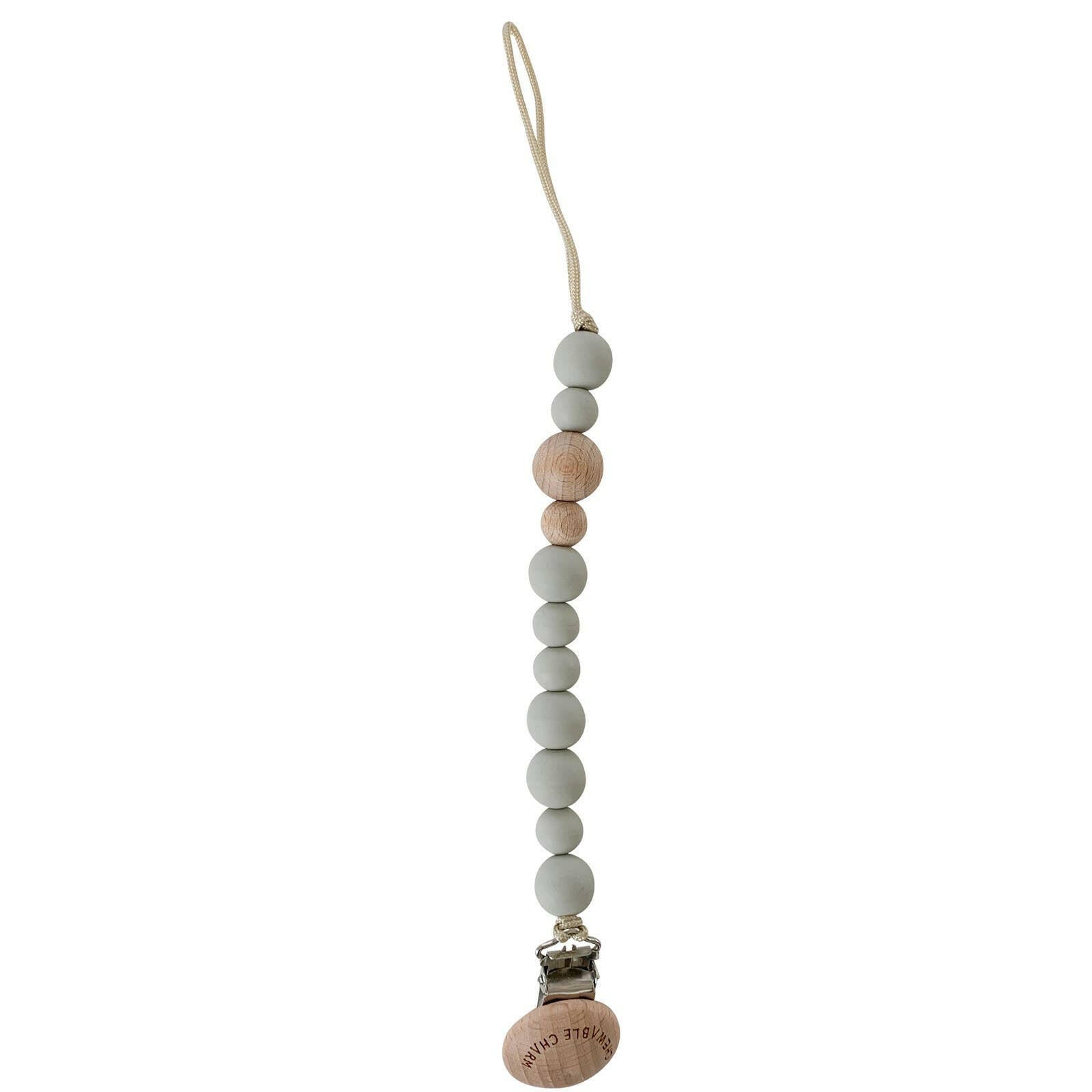 Classic Pacifier Clip Baby Essentials Chewable Charm Wood + Gray Chewable Charm