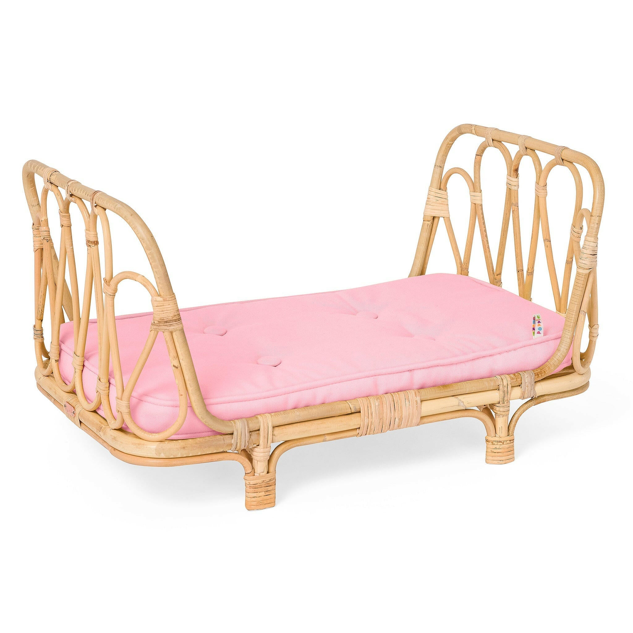 Rattan Doll Bed Classic Collection  Poppie Toys Pink