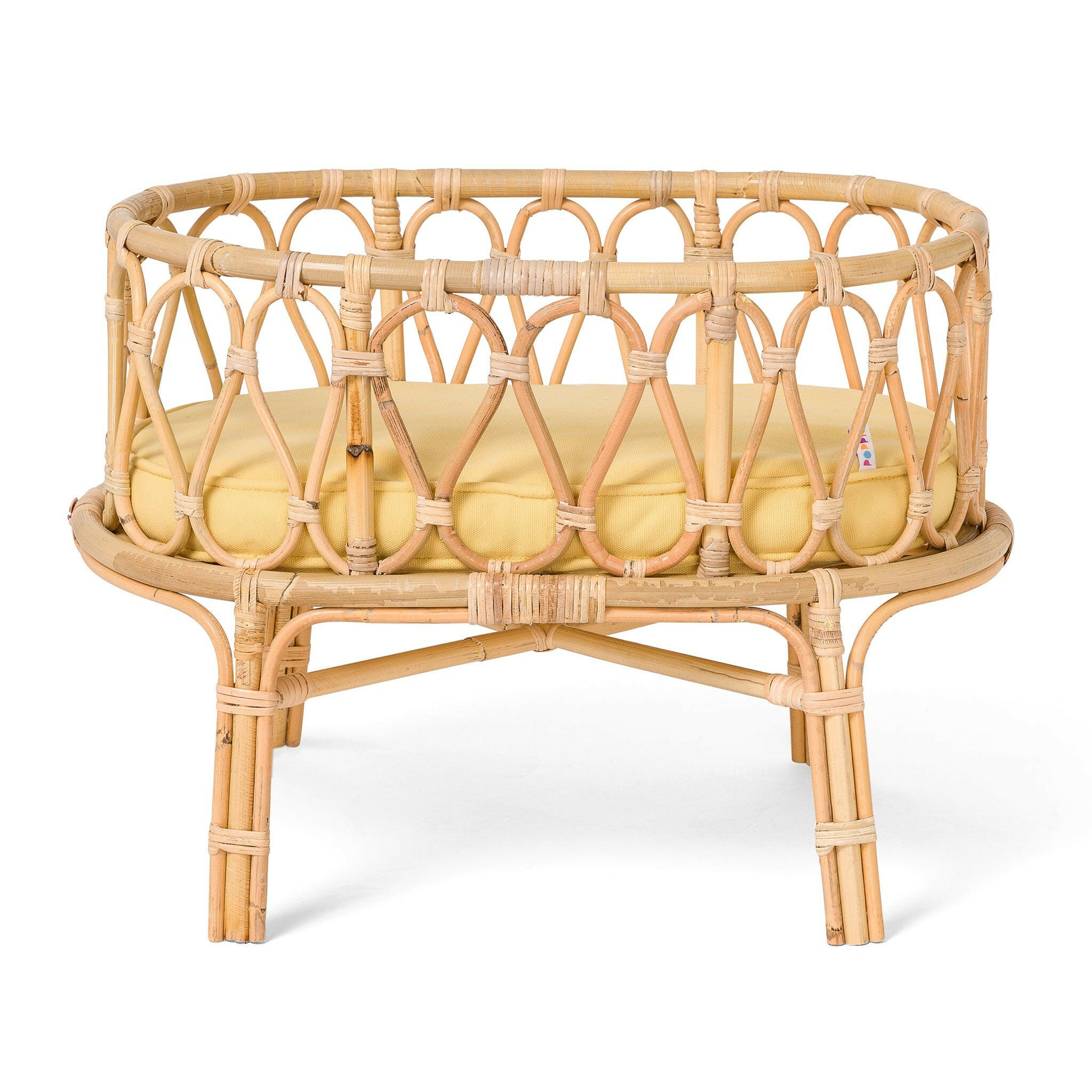 Rattan Doll Crib Classic Collection Toy Poppie Toys Yellow