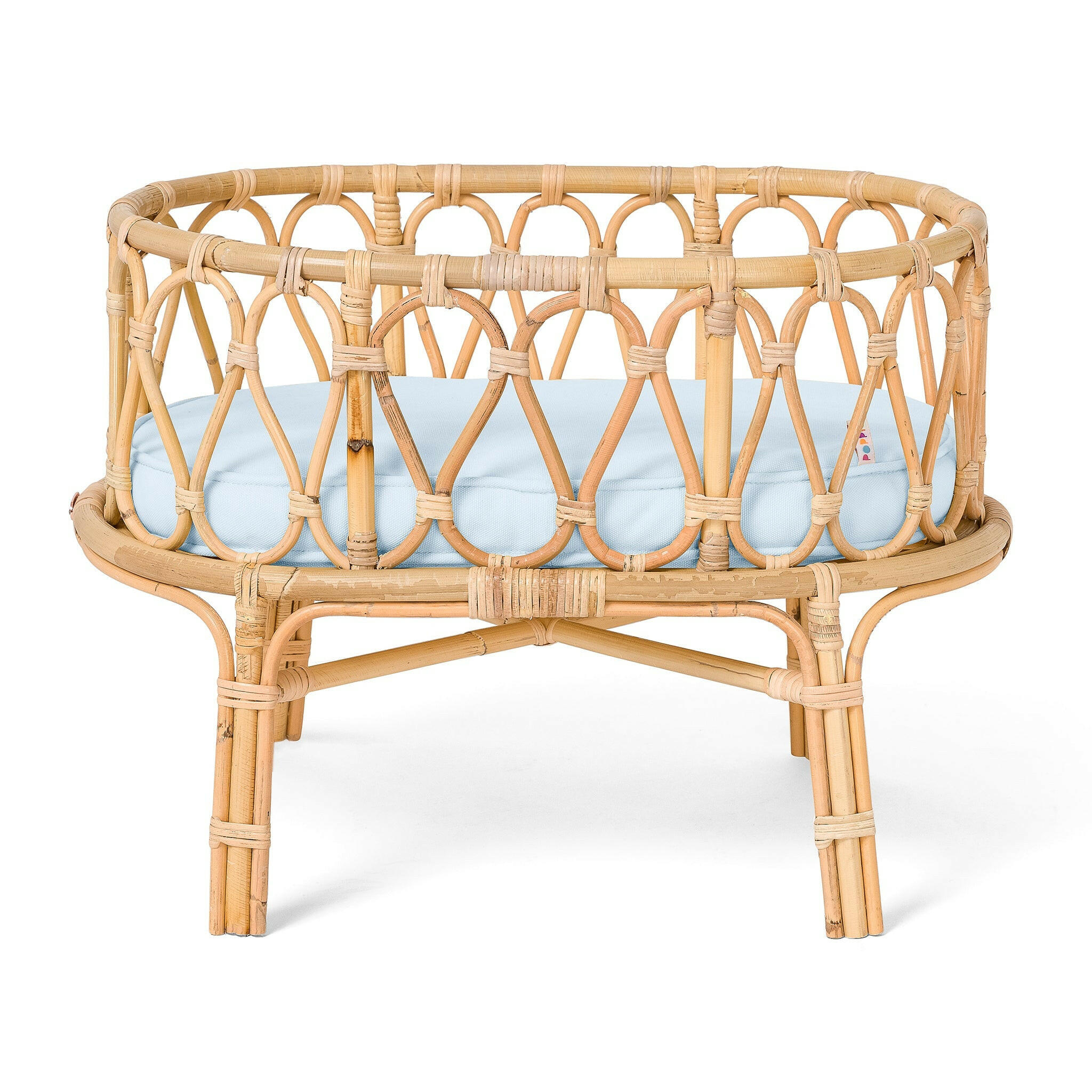 Rattan Doll Crib Classic Collection Toy Poppie Toys Baby Blue