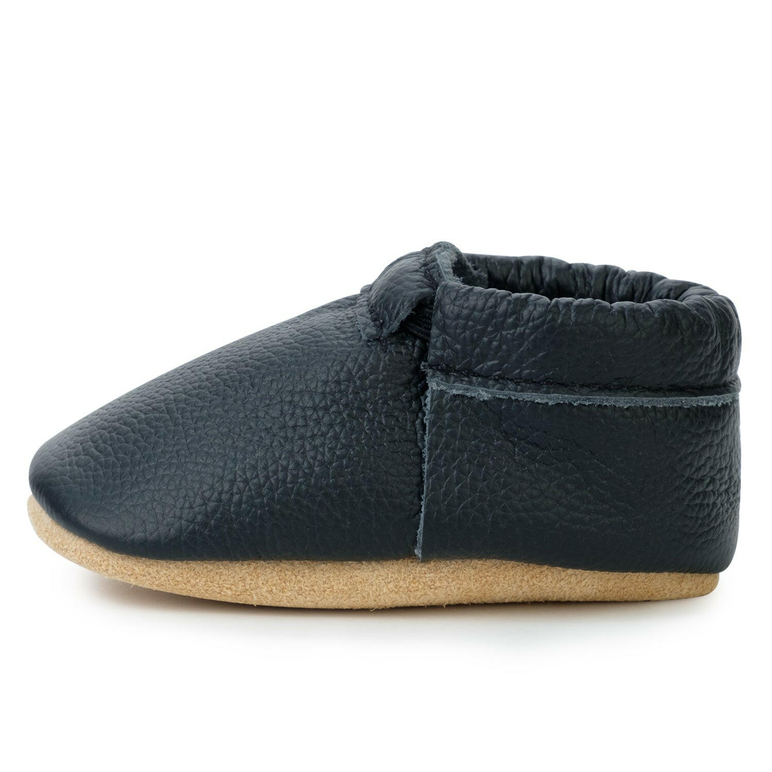 Black and Tan Fringeless Moccasins Fringeless Moccasins BirdRock Baby