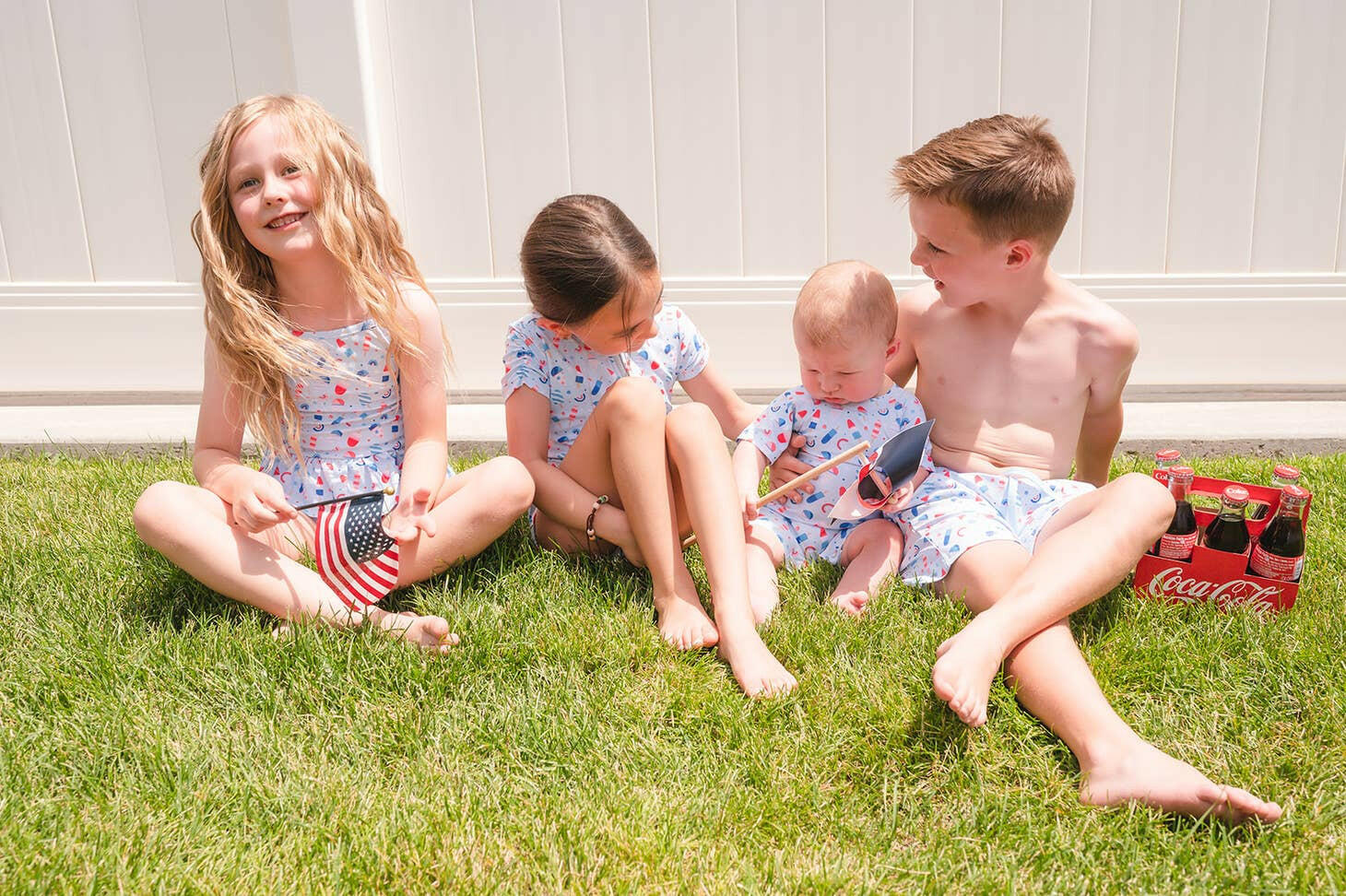 Baby Swim in Sweet Freedom, UPF 50 romper Ollie Jay