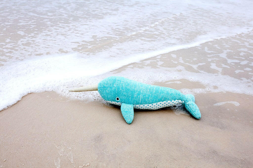 'Nev' Narwhal Knit Stuffed Animal Stuffed Toy MON AMI