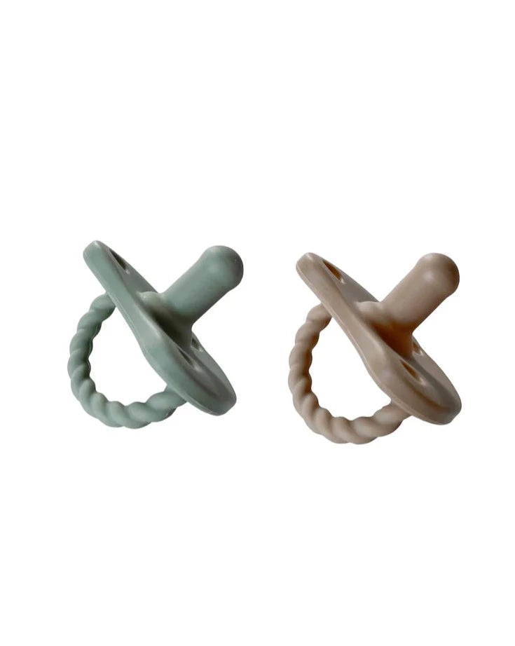 2 Pack Pacifier Twirl Handle | Sage + Almond Baby Essentials Chewable Charm