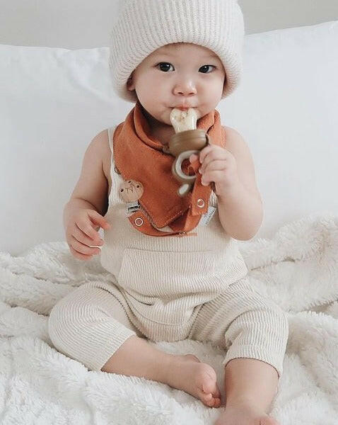 Linen Drool Bib Feeding Moss & Fawn