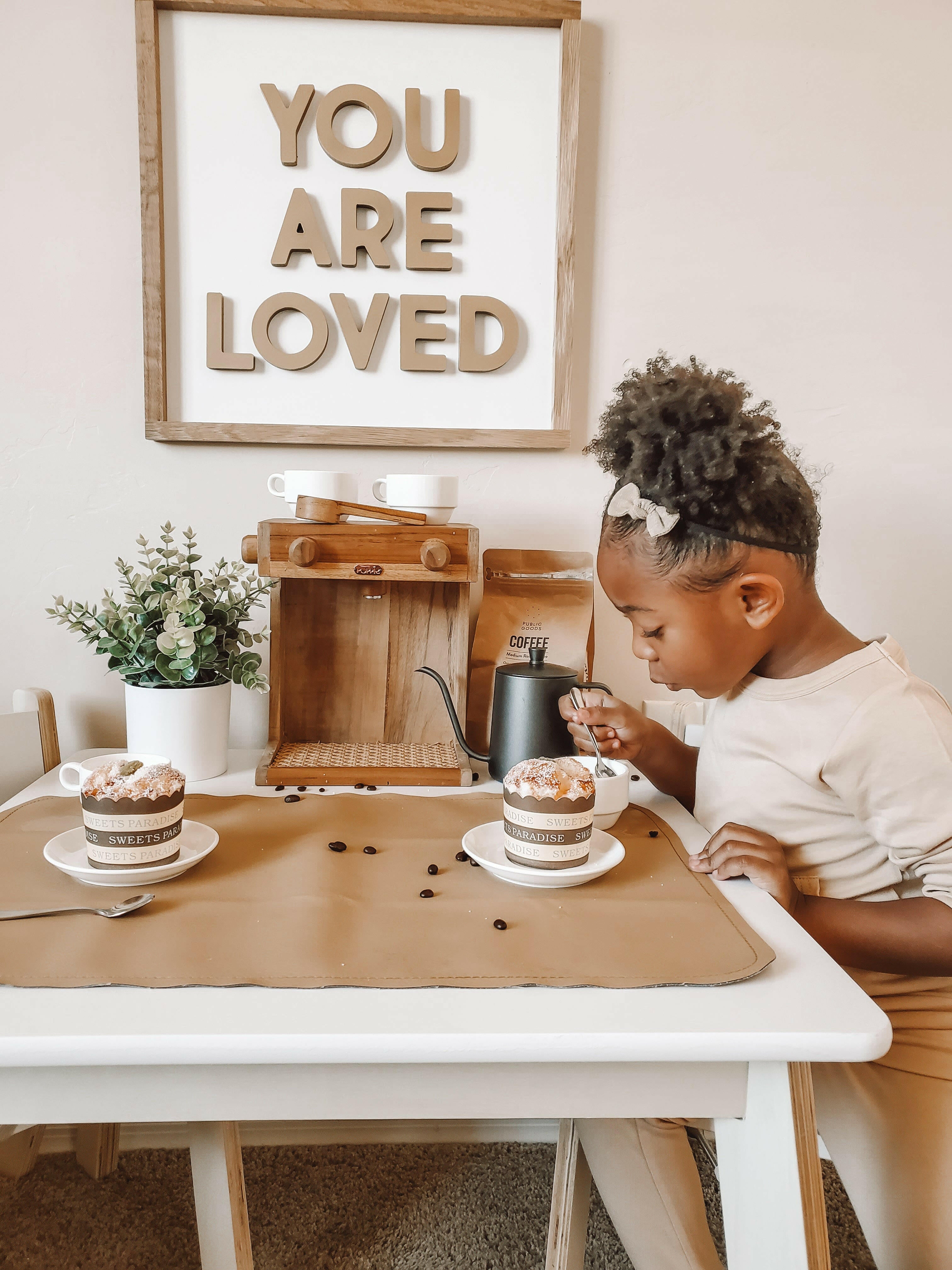 Teak Wood Play Barista Set Poppie Toys