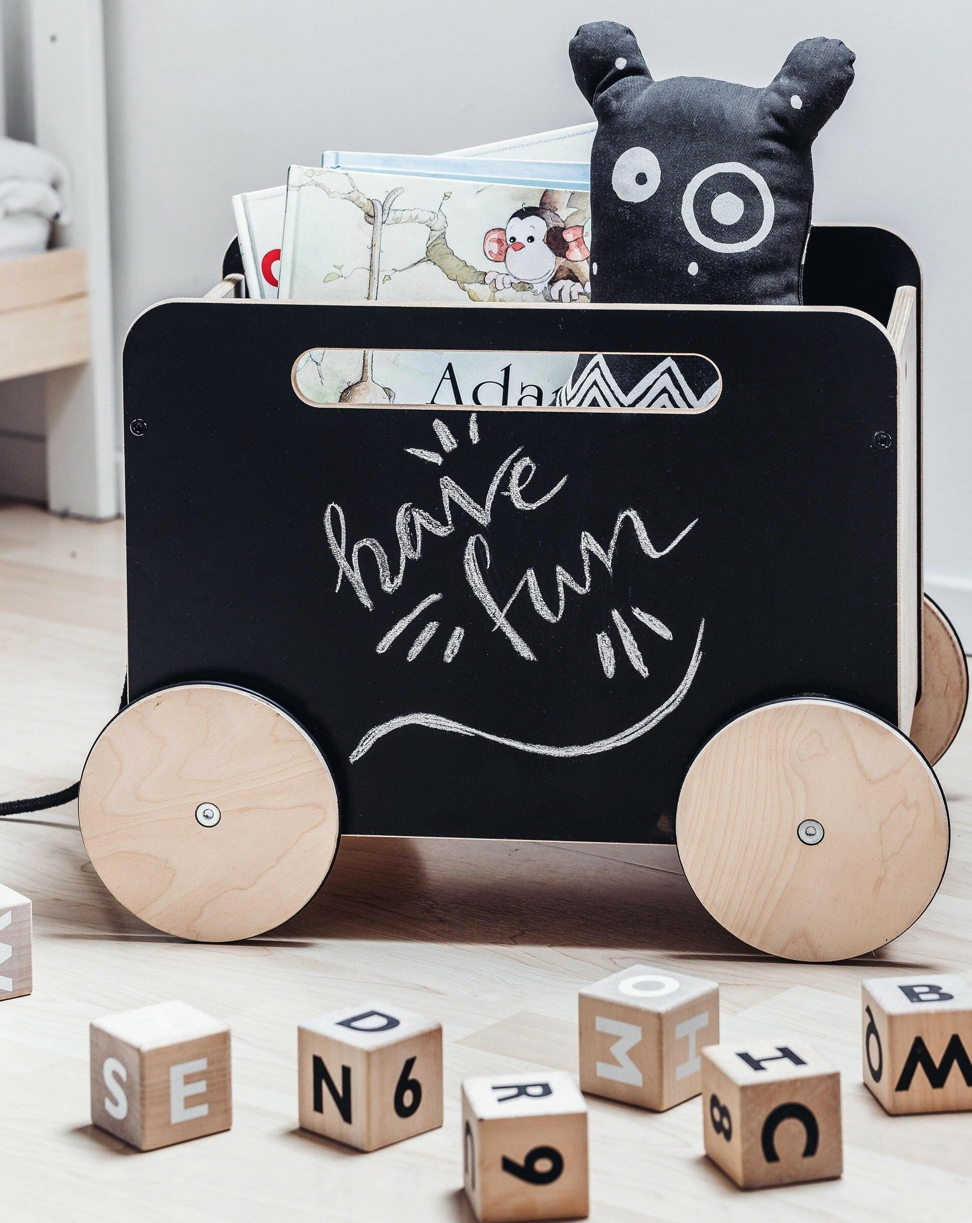Toy Chest On Wheels - Blackboard or white Kids Toys Ooh Noo BlackBoard