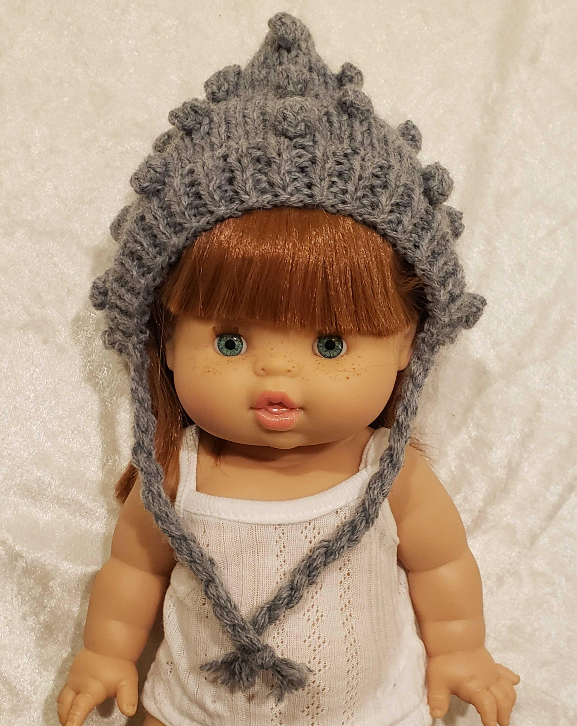 Pixie Bobble Bonnet for Baby Dolls - Gray Doll Clothing Minikane