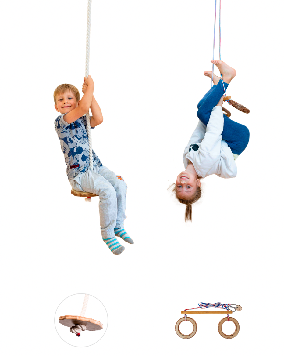 2in1 Swings Set: Disc rope swing + Trapeze bar with rings 2in1 Swing Set Goodevas Default Title