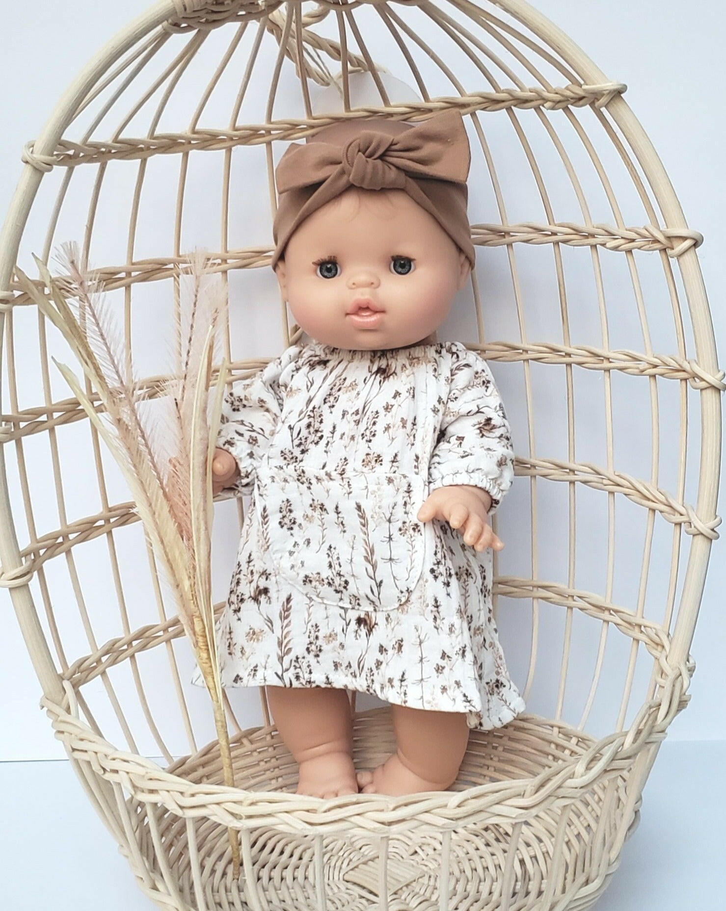 Jeanne double gauze cotton dress with flower print Doll Clothing Minikane