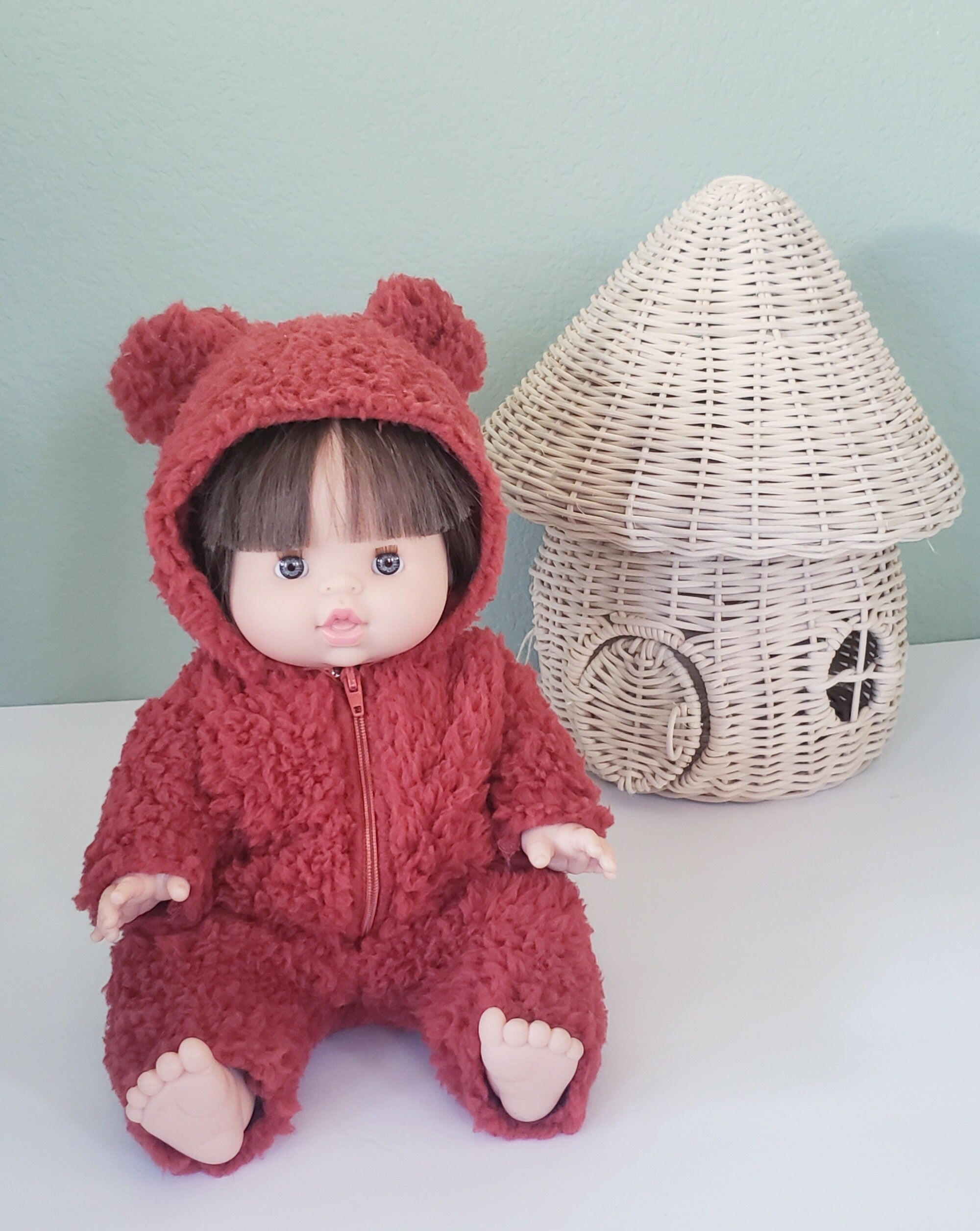 Winnie's Faux Fur Jumpsuit Brique Doll Clothing Minikane