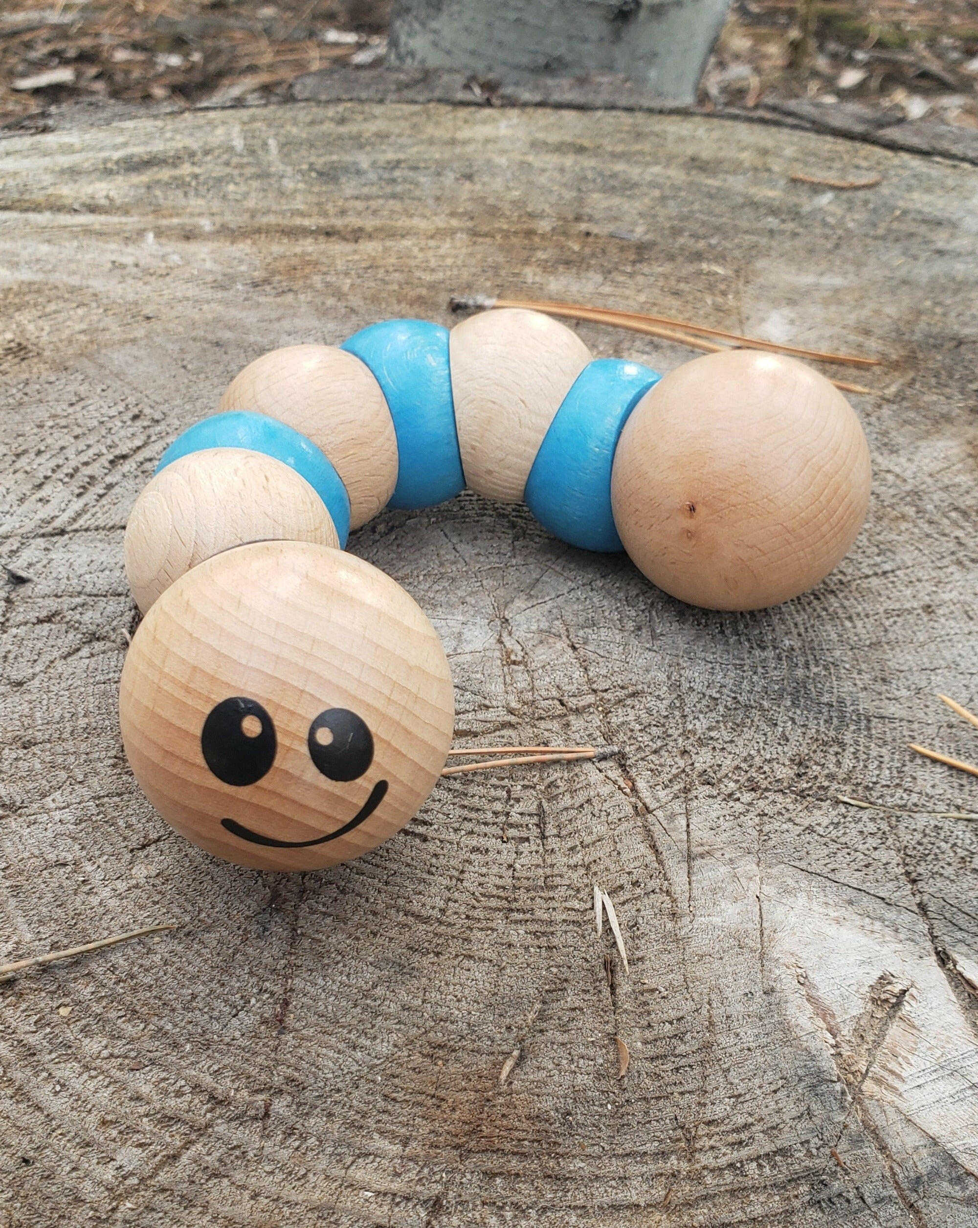 Earthworms - Clutching and Grabbing Toy for Infants - Blue Wooden Toys BeginAgain