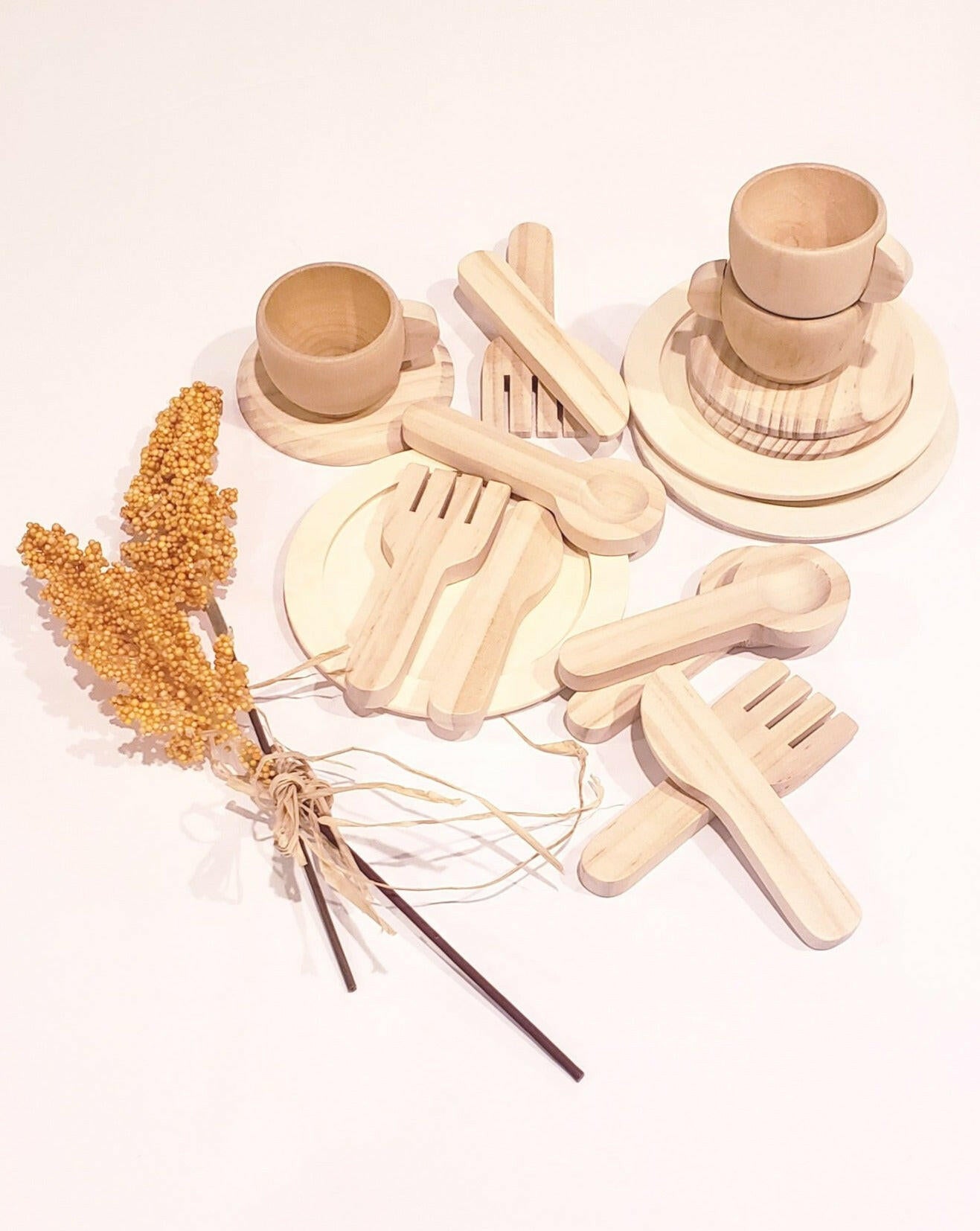 Wooden Doll Tea Party Set Doll Accessories Minikane