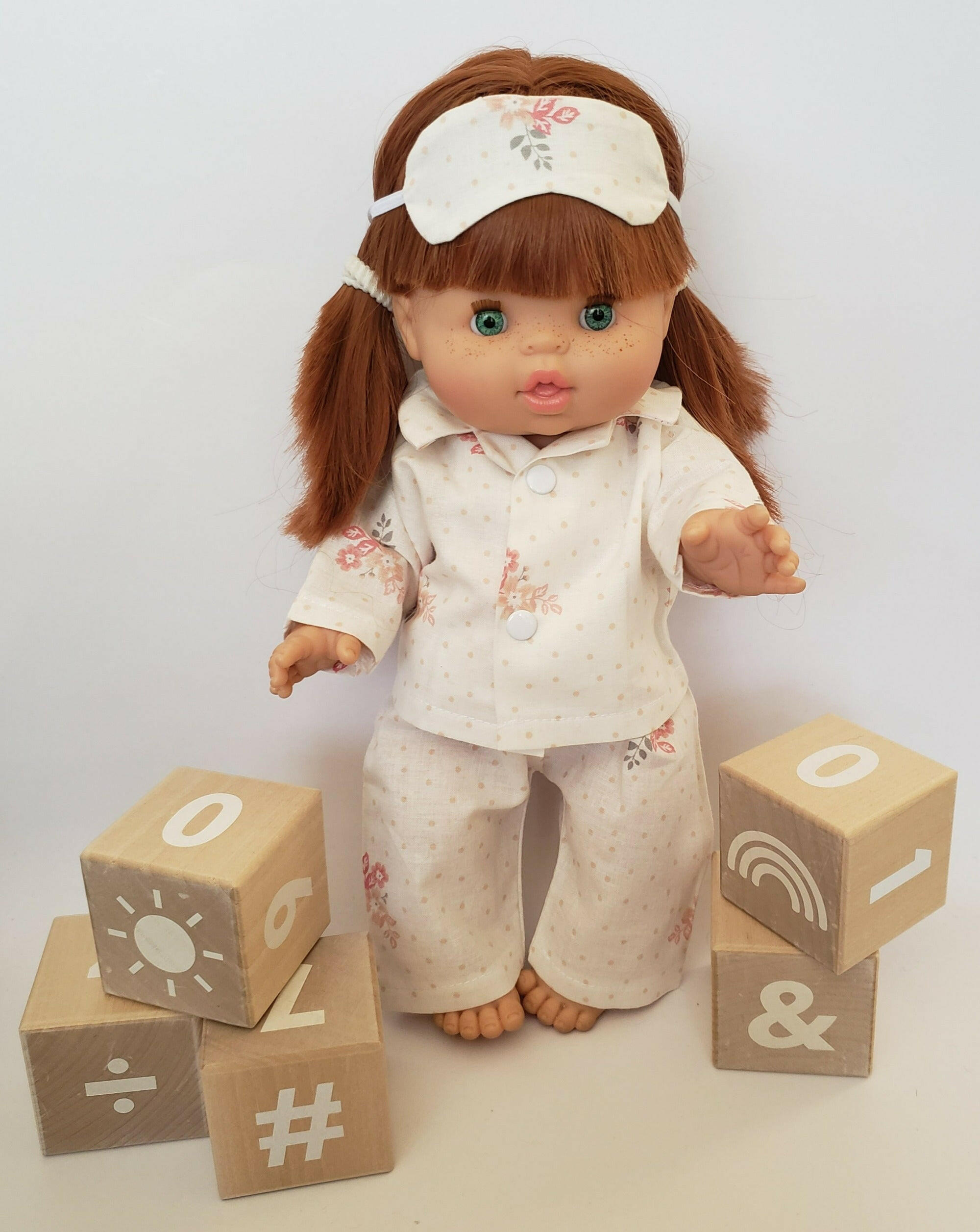 Baby Girl Doll Pajamas Doll Clothing Minikane White/Flower