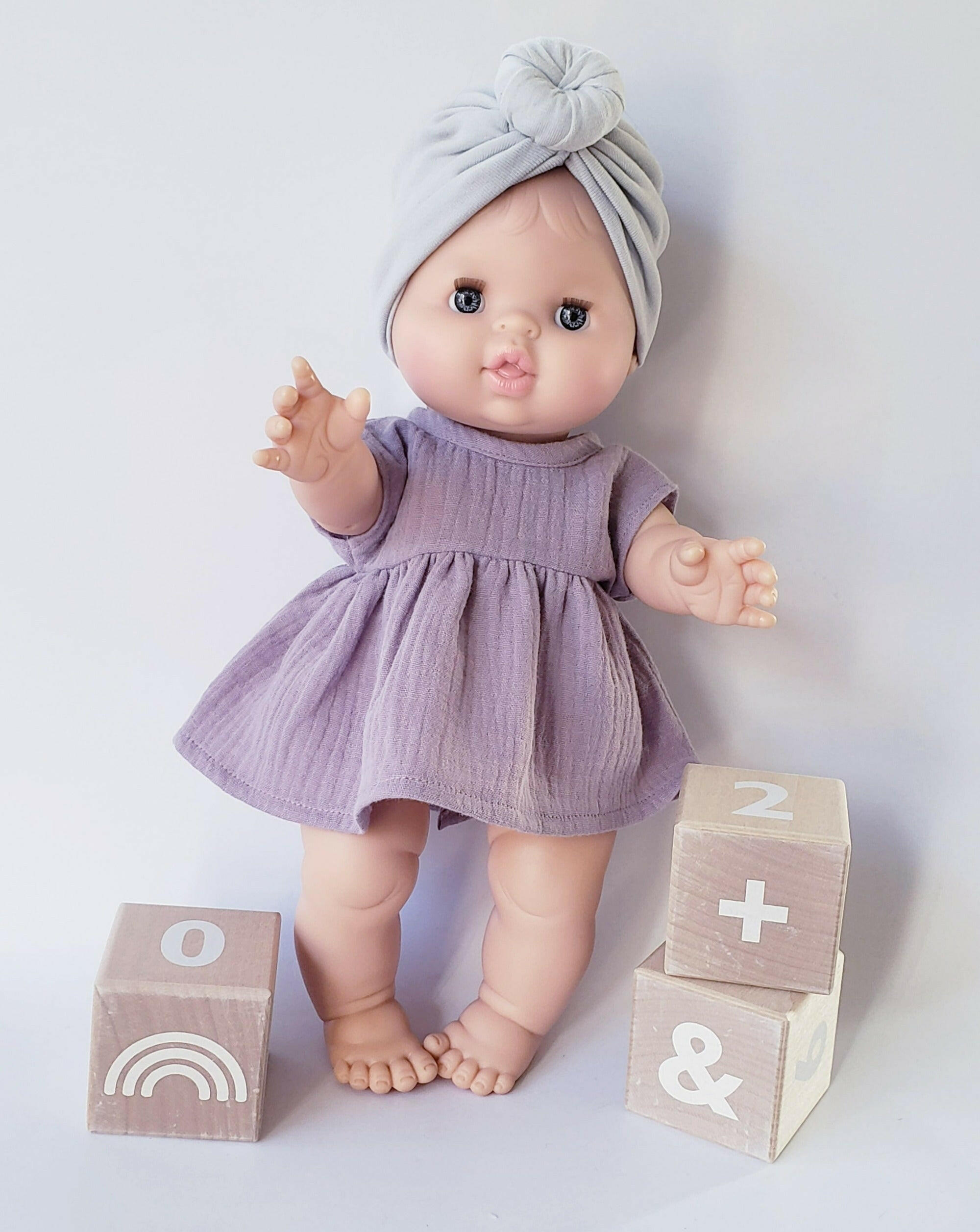 Faustine Cotton Dress short sleeve Doll Clothing Little Wonder & Co. Violet