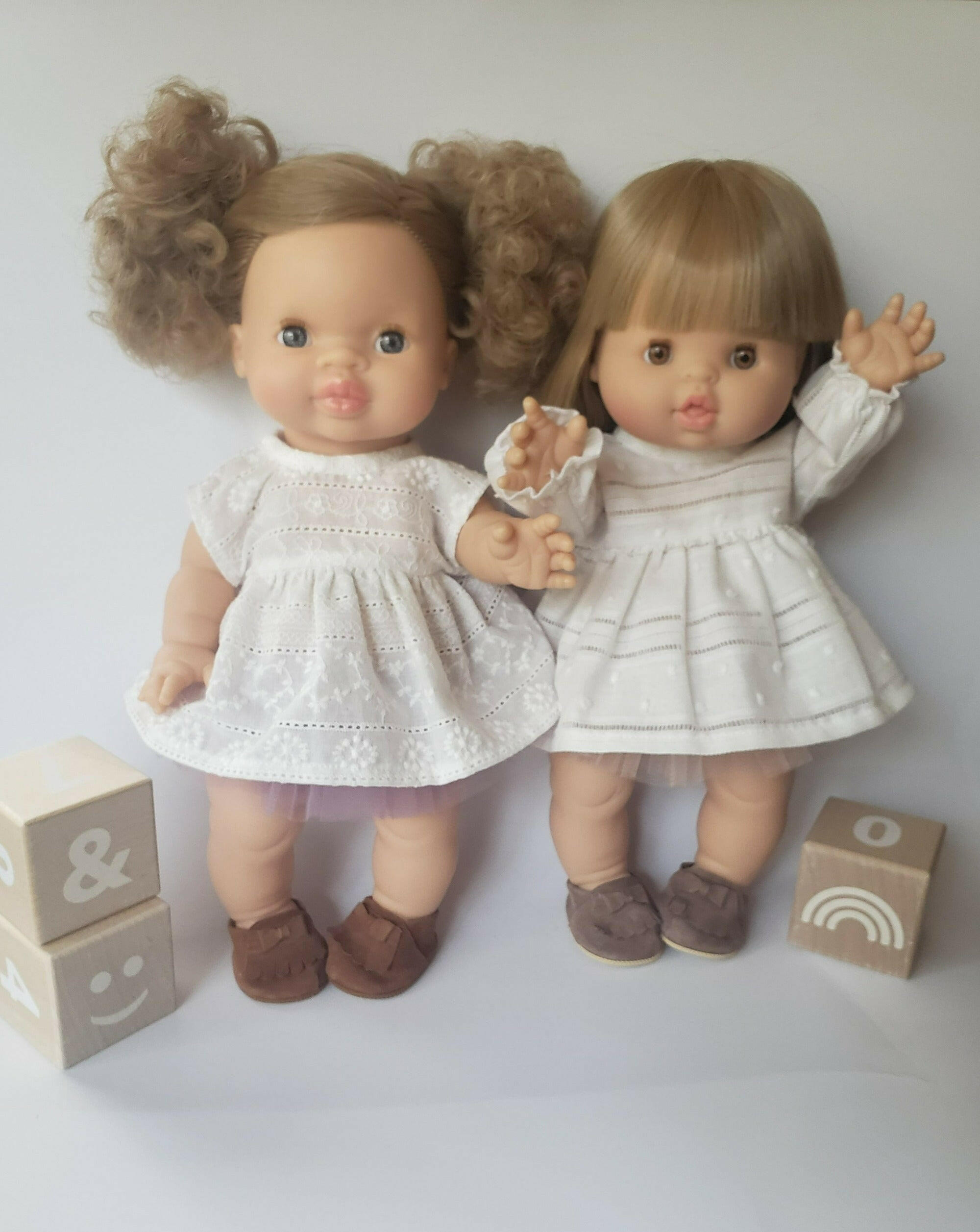 Cotton Doll Dress - Embroidery White Doll Clothing Little Wonder & Co.