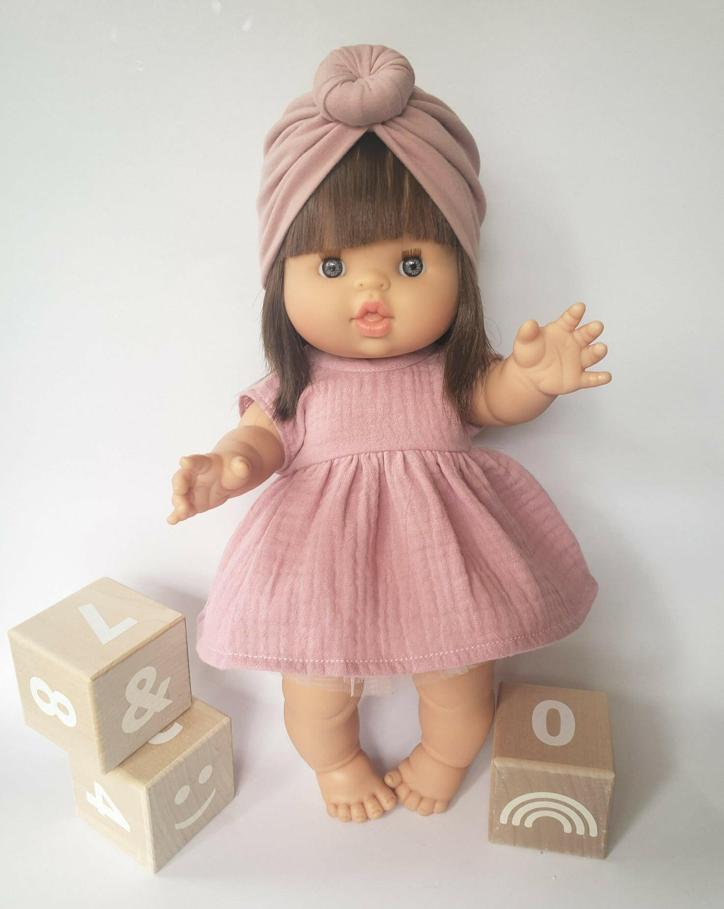 Faustine Cotton Dress short sleeve Doll Clothing Little Wonder & Co. Tea Rose