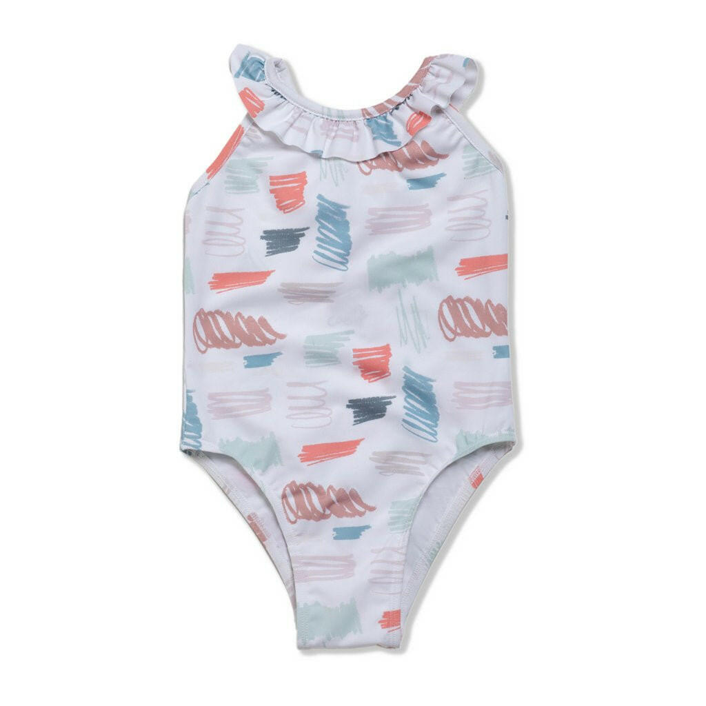 Scribble Girl Swimsuit swimwear Mon Coeur 2Y Natural / Scribble