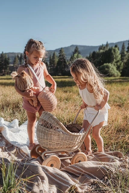 Rattan Doll Pram Poppie Toys