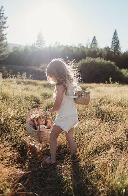 Rattan Doll Pram Poppie Toys