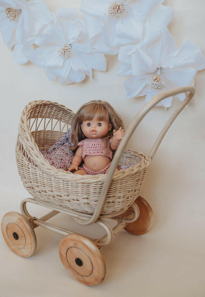 Rattan Doll Pram Poppie Toys