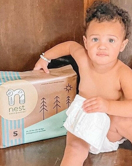 Sustainable Plant Based Baby Diapers Case 108 Count -Size 5 Baby Essentials Nest Diapers