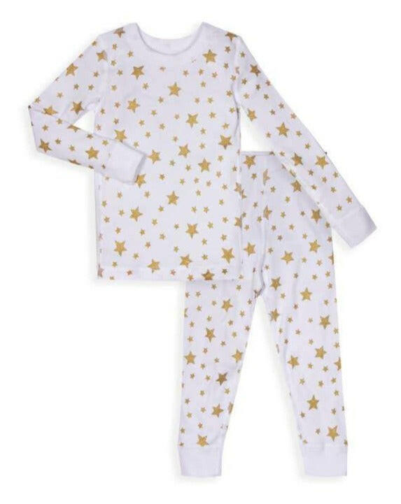 Organic Long Sleeve Pajamas- Stars White Pajamas Skylar Luna