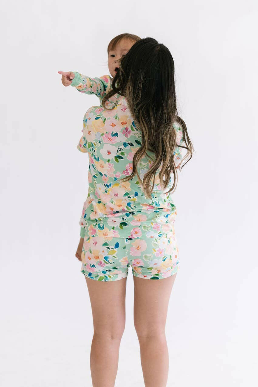 2 Piece Mama Pajama Short Set in Watercolor Floral Ollie Jay