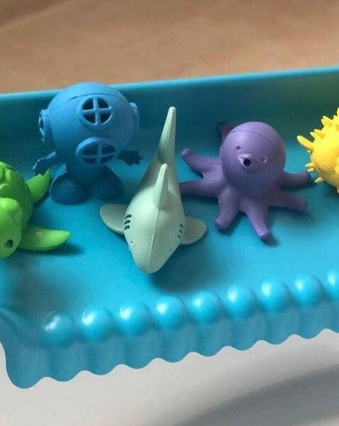 Bathtub Pals - Natural Rubber - Extra Large Drain Holes! - Scuba Diver Bath Toys BeginAgain