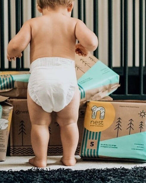 Sustainable Plant Based Baby Diapers Case 108 Count -Size 5 Baby Essentials Nest Diapers
