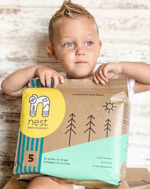 Sustainable Plant Based Baby Diapers Case 108 Count -Size 5 Baby Essentials Nest Diapers