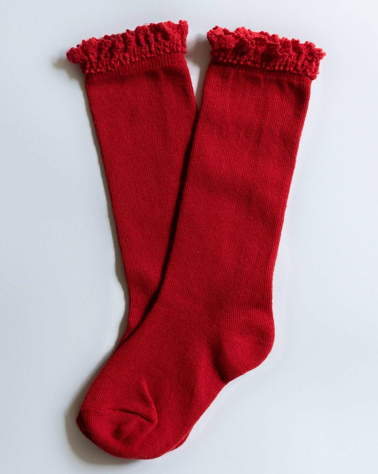 True Red Lace Top Knee Highs Socks Little Stocking Co