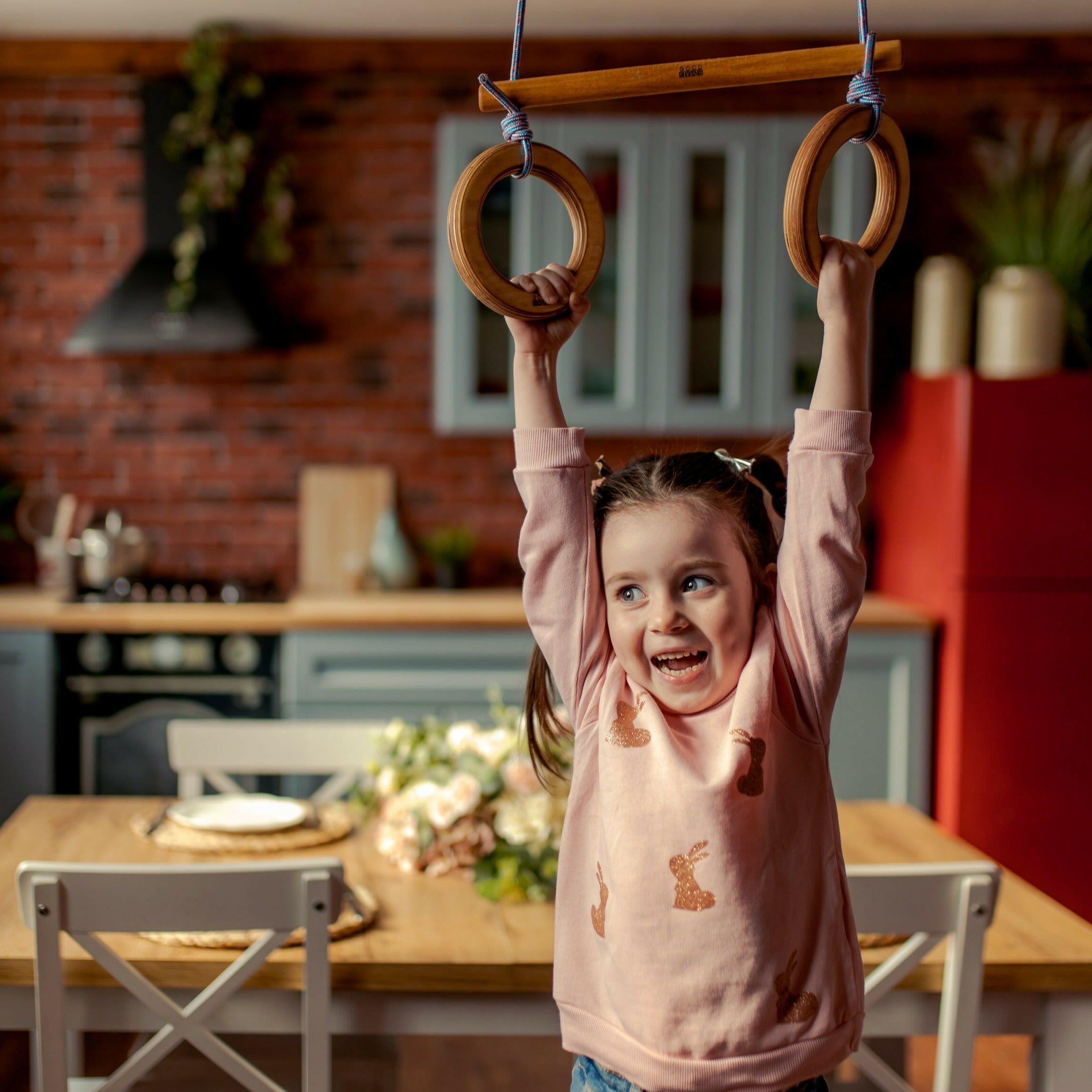 2in1 Swings Set: Trapeze swing bar with rings + Climbing rope ladder 2in1 Swing Set Goodevas