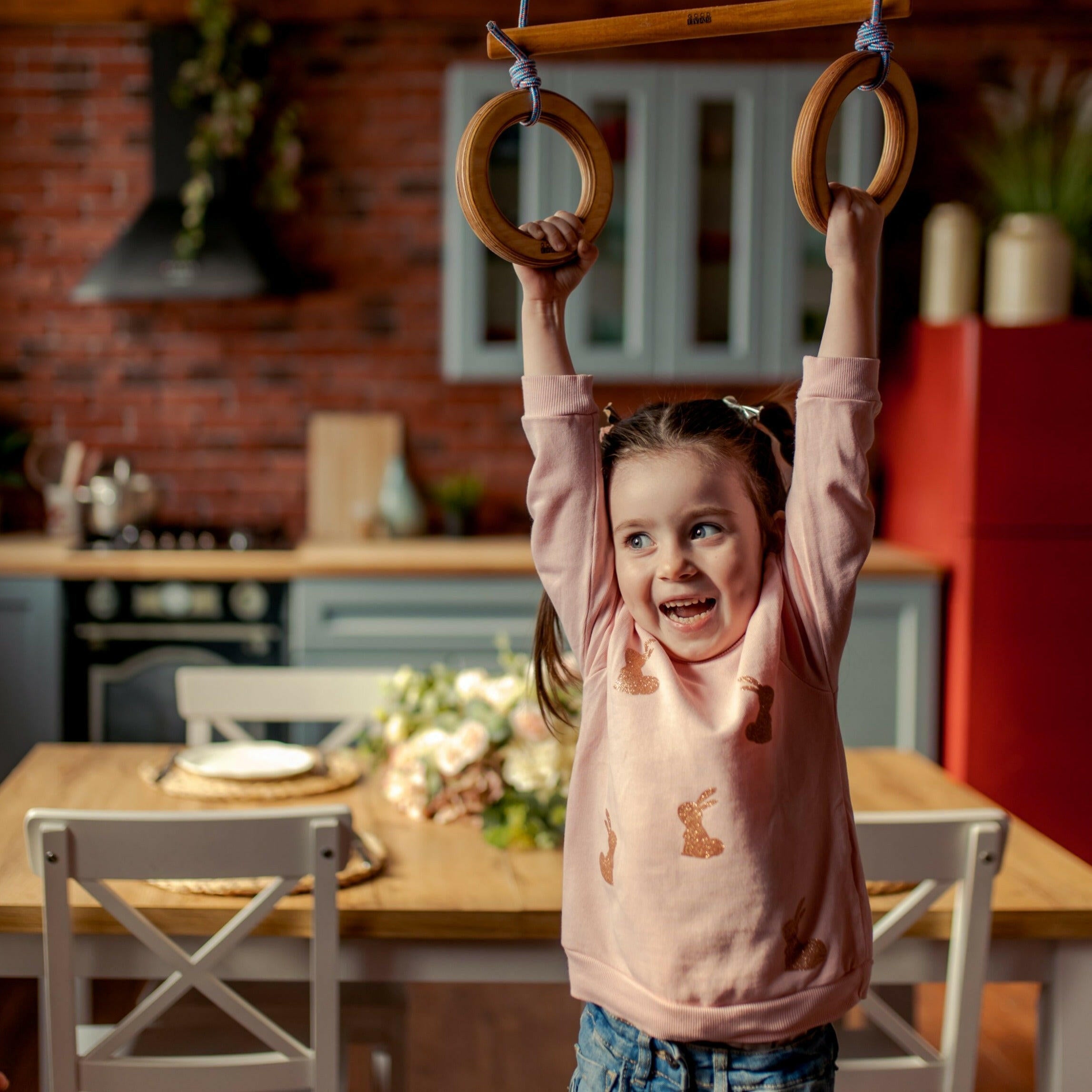 Trapeze swing bar with rings Single Swing Goodevas