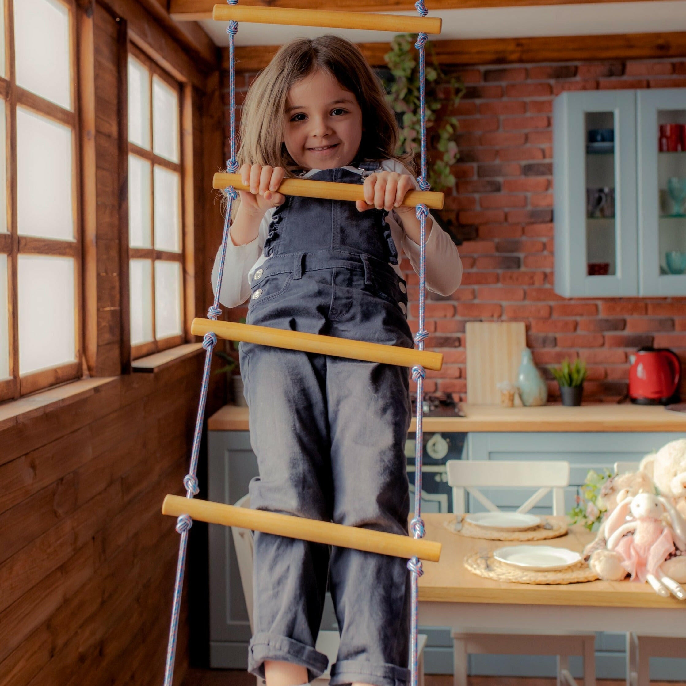 2in1 Swings Set: Trapeze swing bar with rings + Climbing rope ladder 2in1 Swing Set Goodevas