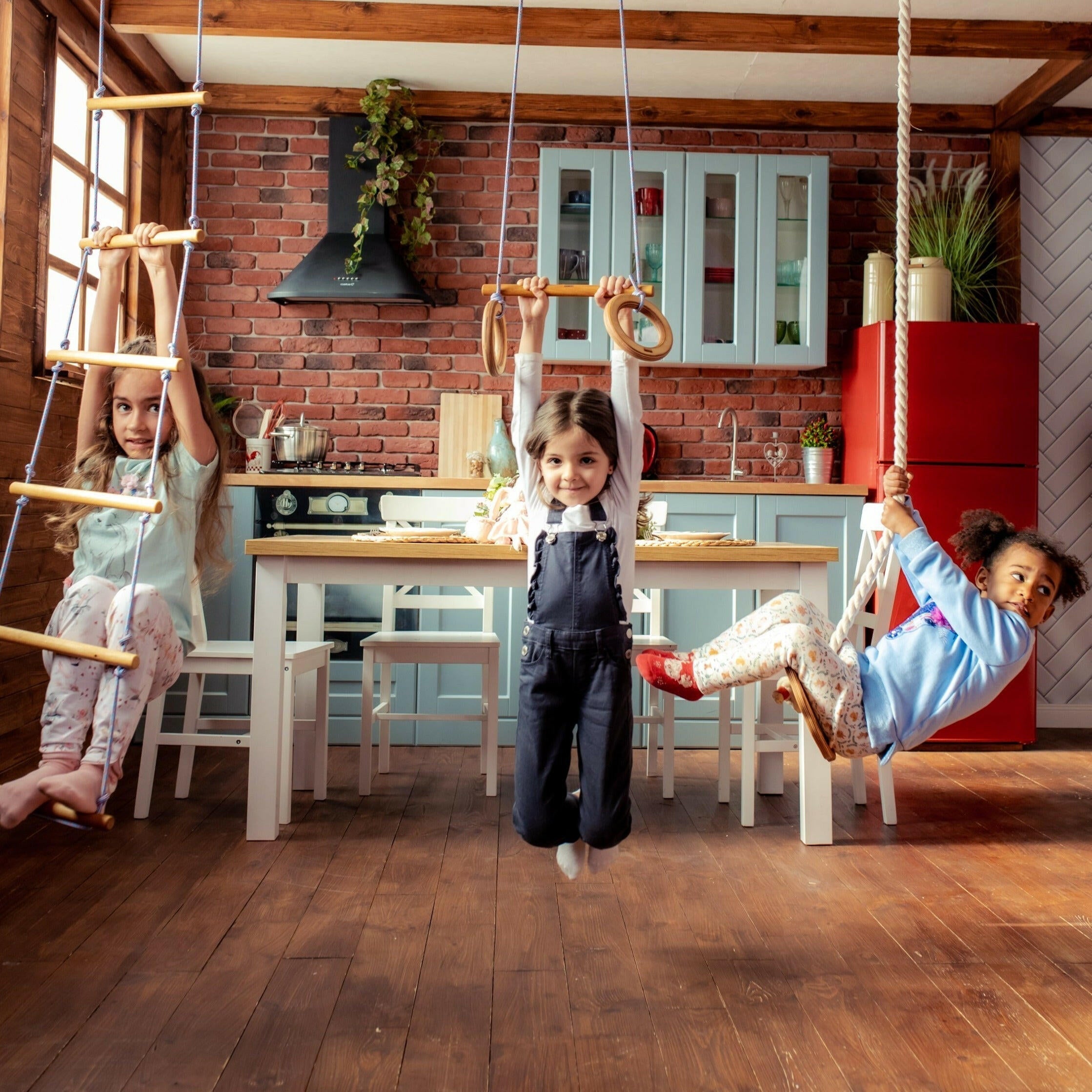 3in1 Swings Set: Rope ladder + Disc Swing + Trapeze bar with rings 3in1 Swing Set Goodevas