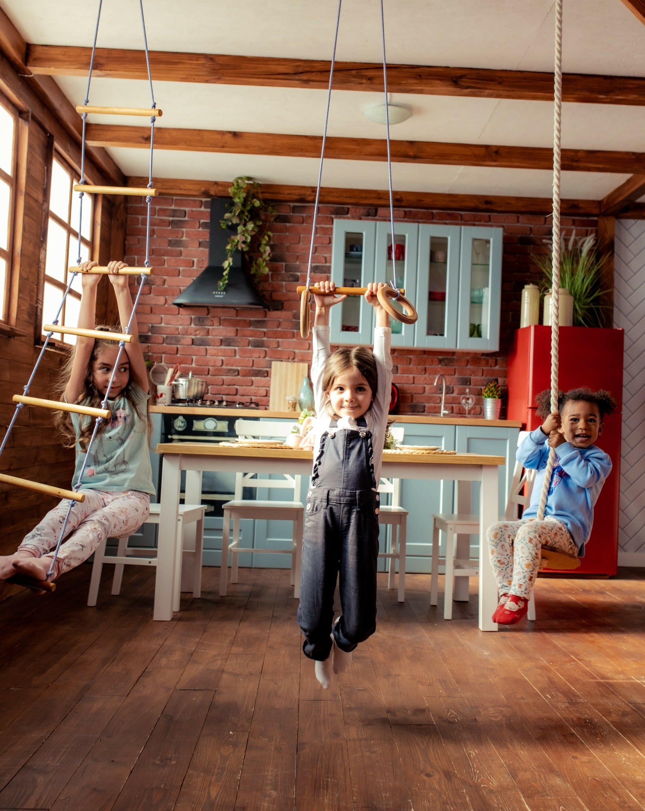 3in1 Swings Set: Rope Ladder + Gymnastic Rings + Disc Rope Swing 3in1 Swing Set Goodevas