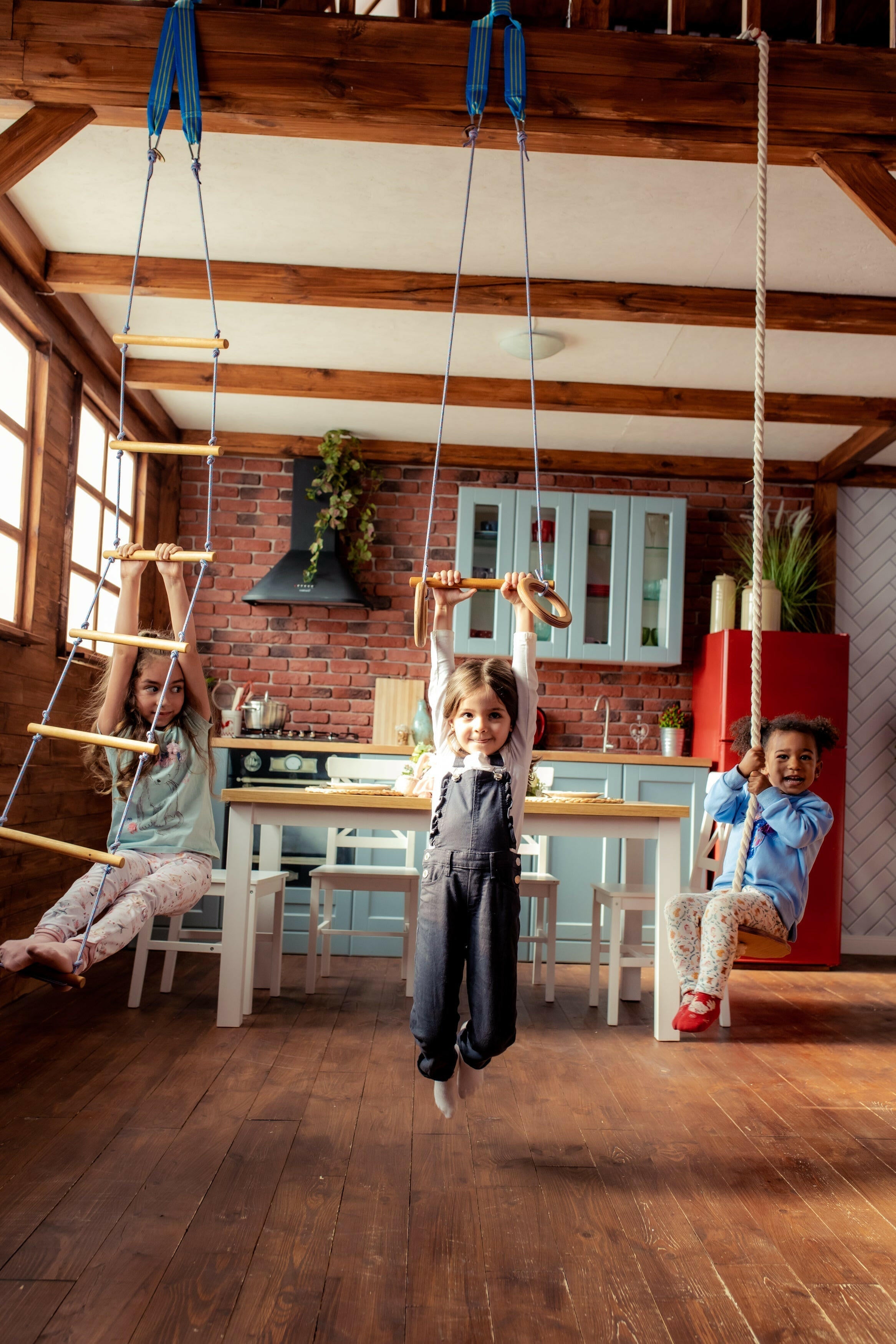 3in1 Swings Set: Rope Ladder + Gymnastic Rings + Disc Rope Swing 3in1 Swing Set Goodevas