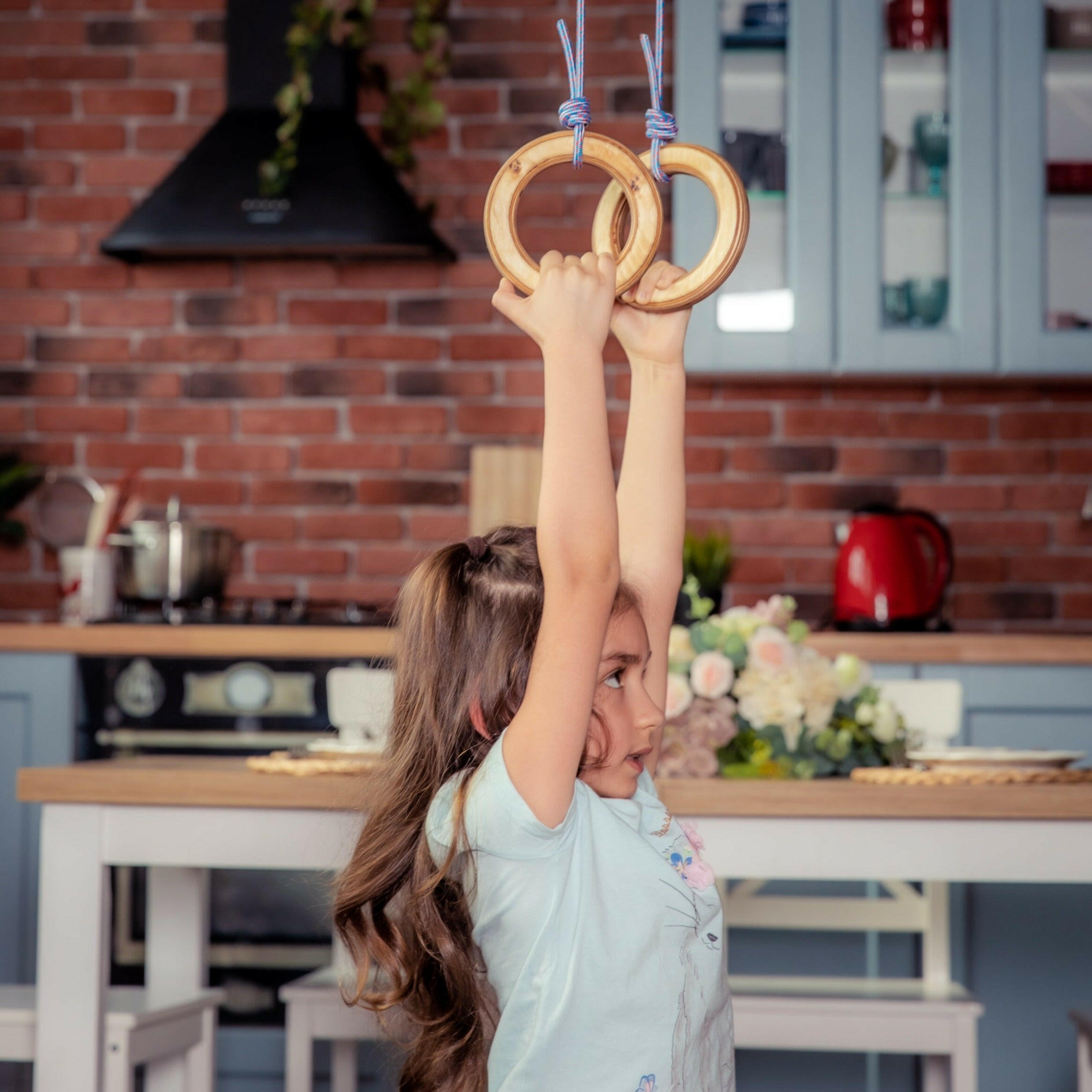 Wooden gymnastic rings for kids Single Swing Goodevas
