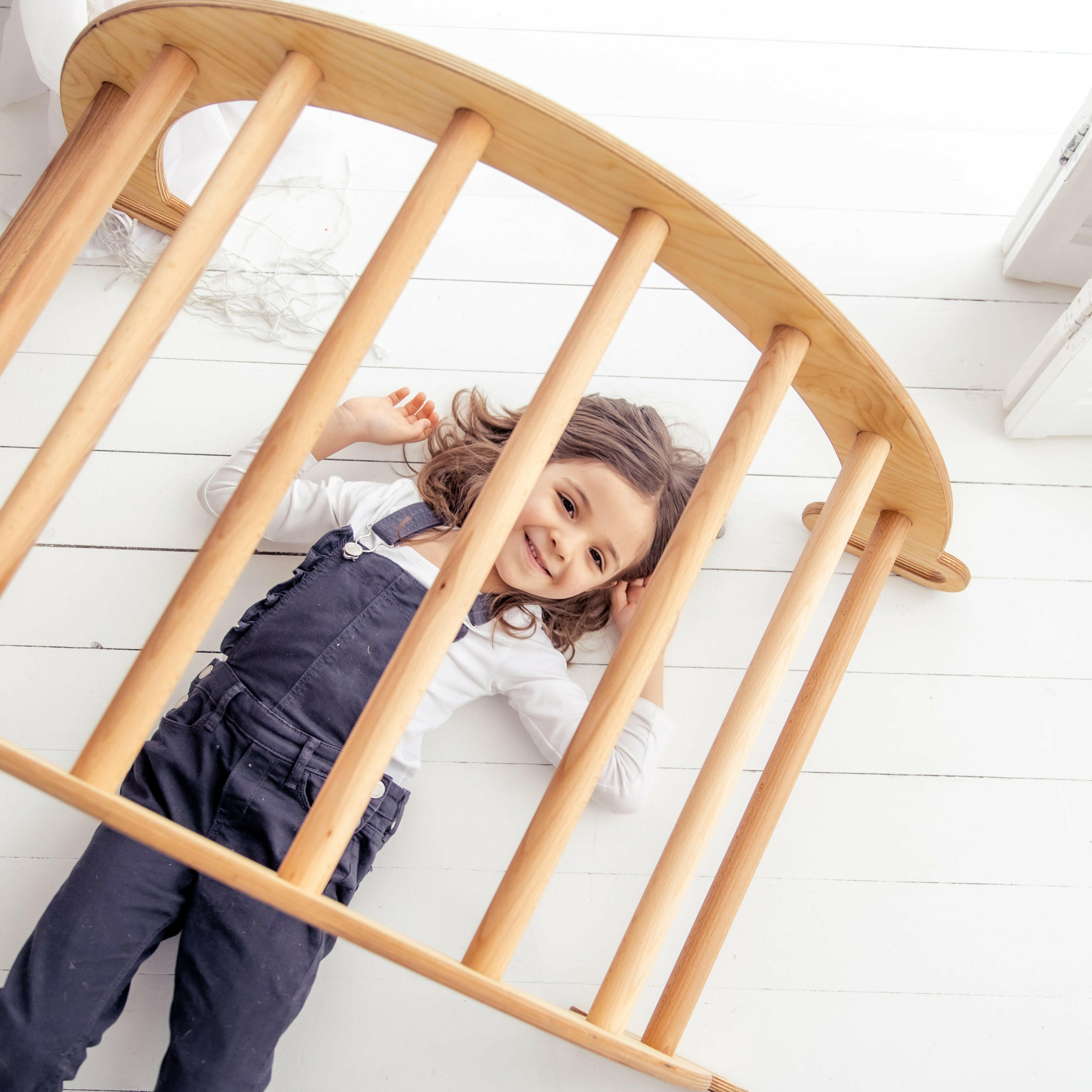 Climbing Arch & Rocker Balance - Montessori Climbers for Kids 1-7 y.o. – Beige Single Ladders Goodevas