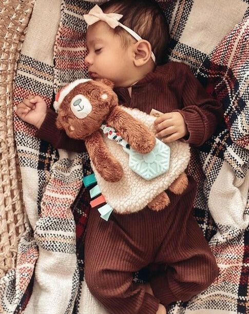 Holiday Bear Plush + Teether Toy Baby Essentials Itzy Ritzy