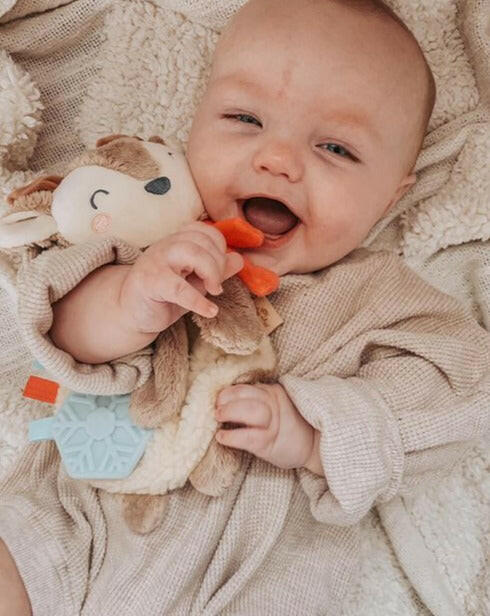 Holiday Reindeer Plush + Teether Toy Baby Essentials Itzy Ritzy