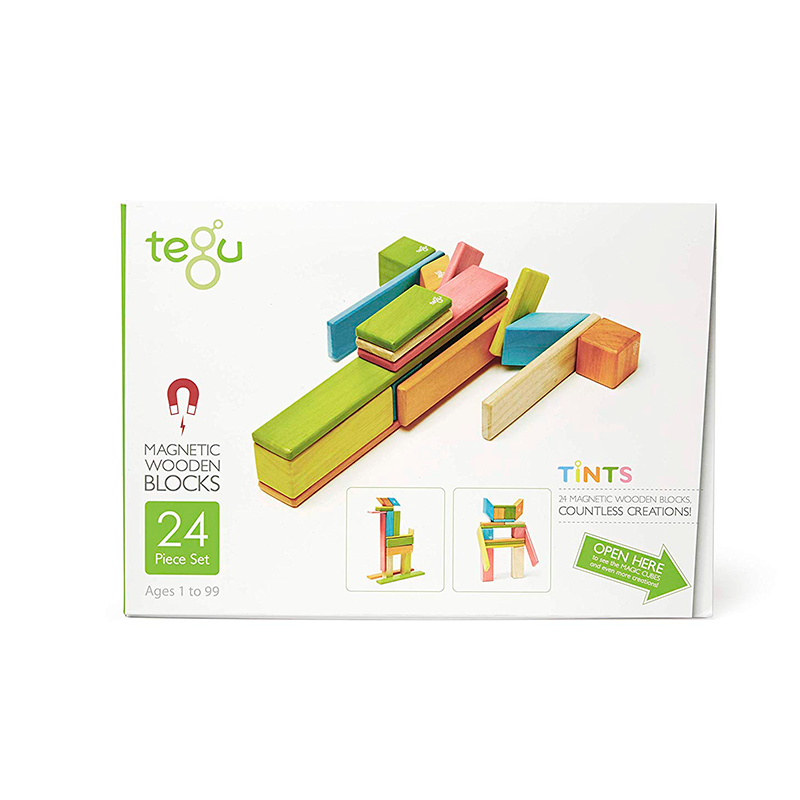 Tegu Classics 24-Piece Set Magnetic Wooden Blocks Kids Toys Tegu